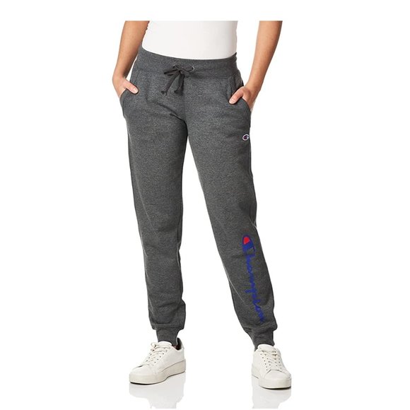 NWT Champion Women's Powerblend Fleece Script Jogger Gray Size S $40 A363 - Picture 1 of 3